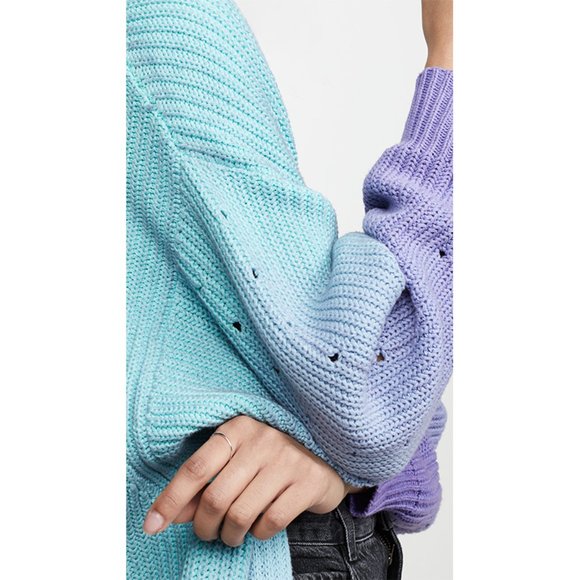 NWT Free People Come Together Cardigan Longline Sweater Ombre Crystal Cove M - Picture 5 of 14